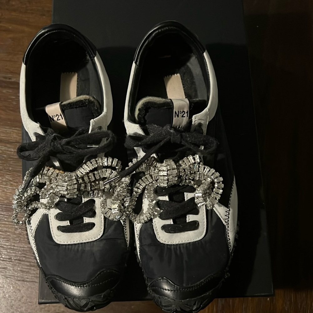 Rhinestone detailed sporty nylon sneakers from No 21.  Size 39